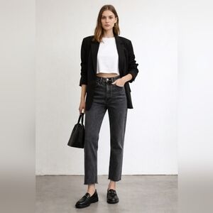 Rag & Bone Ruth Super High Rise Straight Jeans Black Wash Size 24